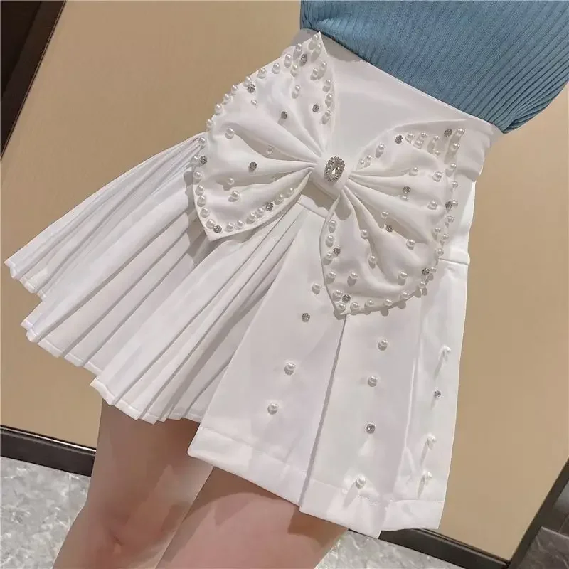 Süße plissierte hohe Taille kurze Faltenröcke für Frauen Kawaii Mini weiße Qualität Premium Harajuku koreanischen Stil Casual Frau Rock