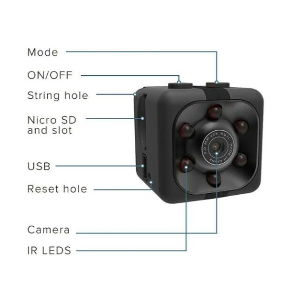 SQ11 720P Mini Camera Wireless Security Webcam Infrared Sensor Night Vision Sports Small Camera Consumer Electronic Smart Home