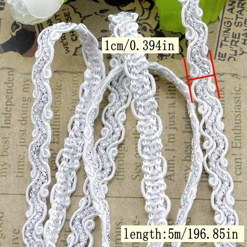 5Meters/196.85In New Clothing Accessories Per Pack DIY Lace Trim Dress Intimates Exquisite Party Headdress with Curved Edge S-Shaped Lace