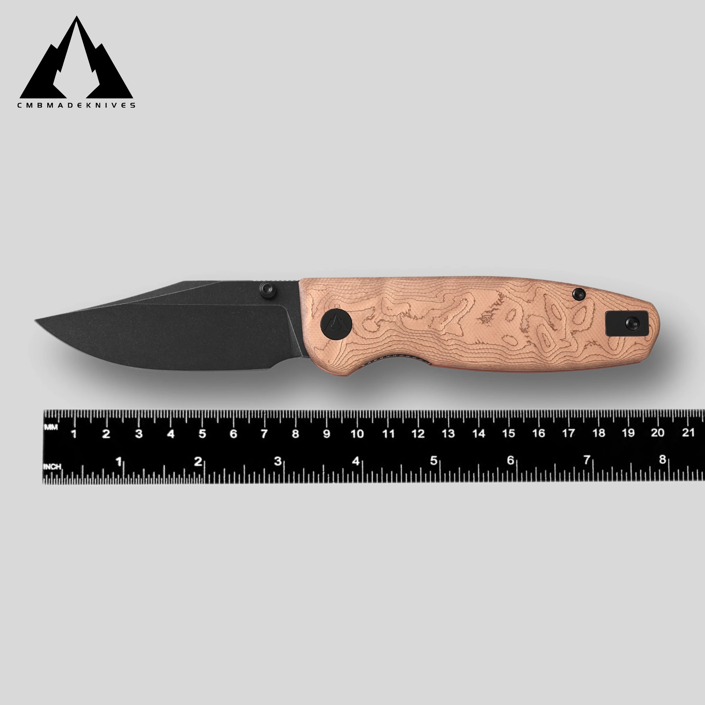 CMBMADEKNIVES CMB Lucky 14C28N Steel Copper Foil Handle Pocket Folding Knife EDC