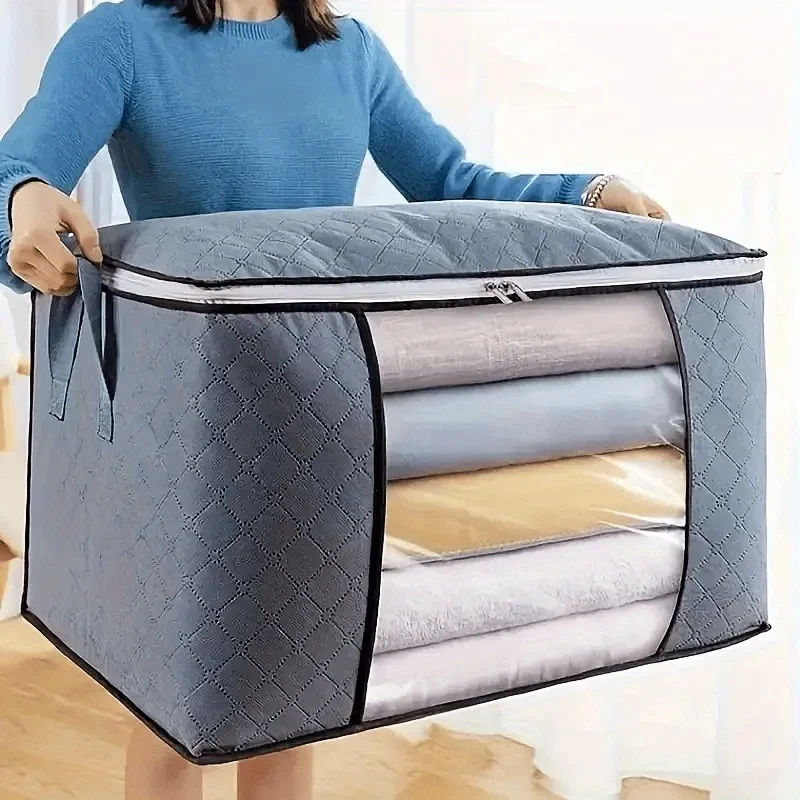 Quilt-Aufbewahrungstasche, Vliesstoff, große Kapazität, Aufbewahrungstaschen für Kleidung, Schrank-Organizer, staubdicht, tragbar, Baumwolle, Quilt-Taschen, Neu