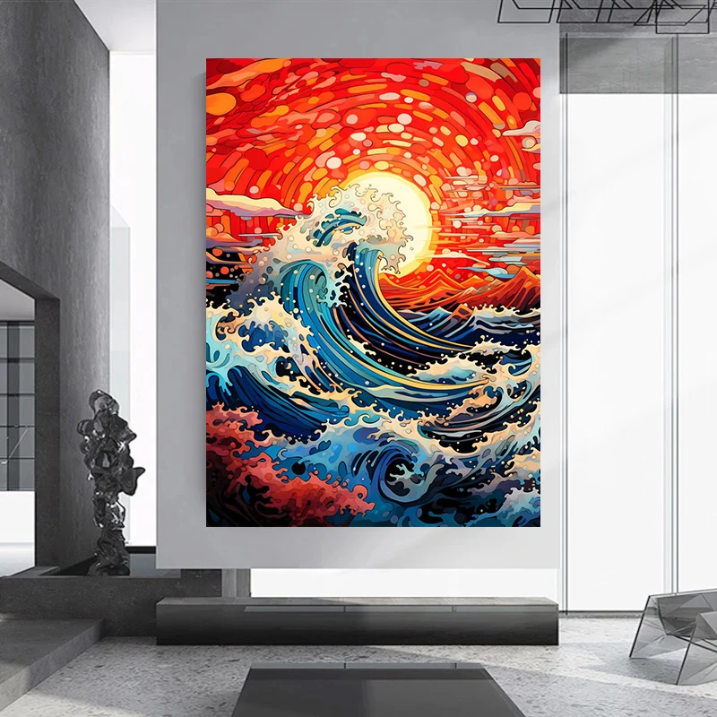 The Great Wave of Kanagawa Japanese Ukiyo-e Vintage Canvas Art Poster and Prints Wall Painting Living Room Home Decor Picture