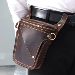 Nowy dla mężczyzn pasek z prawdziwej skóry w stylu Vintage męski saszetka biodrowa motocyklowy męski biodra saszetka saszetka do paska torba bolsos hombre sac 가유