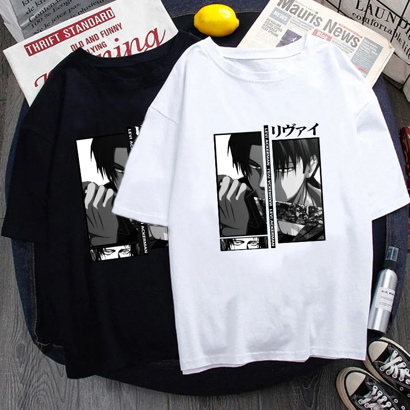 Levi Ackerman Cool Graphic Printed T-Shirt Men's and Women's Loose Anime Harajuku T-Shirt Tops