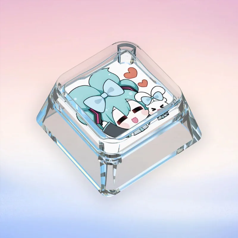 初音ミクのかわいい漫画アニメ周辺機器の二次元表現の個性と単一の透明なメカニカルキーキャップ