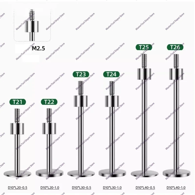 M2.5 Threaded T-Type Test Pin 5/6/8/10 Mm Length 20 Mm 40 Mm Micrometer Head Dial Gauge Measuring Instrument