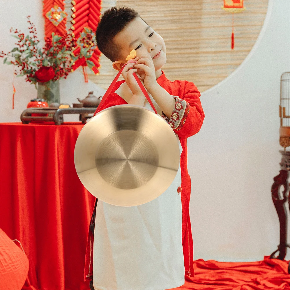 

1Set Chinese Gong Copper Percussion Instrument Handheld Alloy Drum for Traditional Festival Celebration Opera Performance Clear