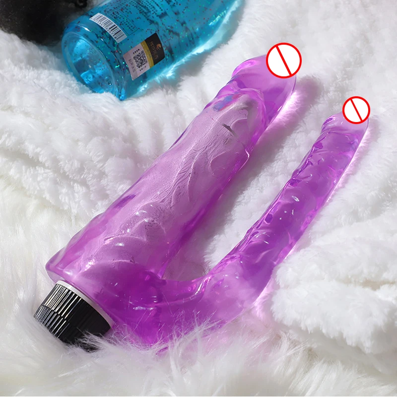 2 in 1 Double Heads Crystal Dildo G-spot Vibrator Vagina Massager Realistic Big Penis Sex Toys For Women Adults Masturbator