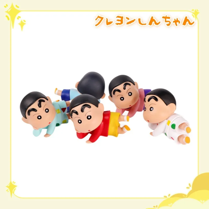 5 teile/satz Anime Crayon Shin-chan Q Version Liegen höre Action Figure PVC Modell Statue Spielzeug puppe Auto ornament dekoration Geschenke