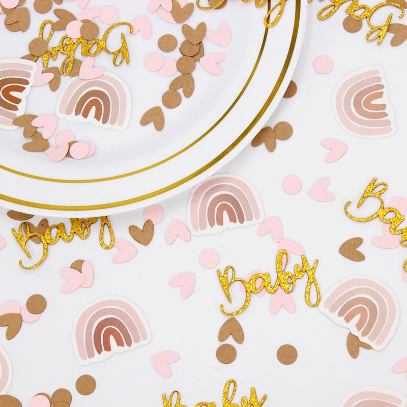 120 Stück Babyparty-Konfetti, Geschlecht, enthüllt, Party-Konfetti, Regenbogenfarben, Bohemian-Stil, Geburtstagsparty-Konfetti