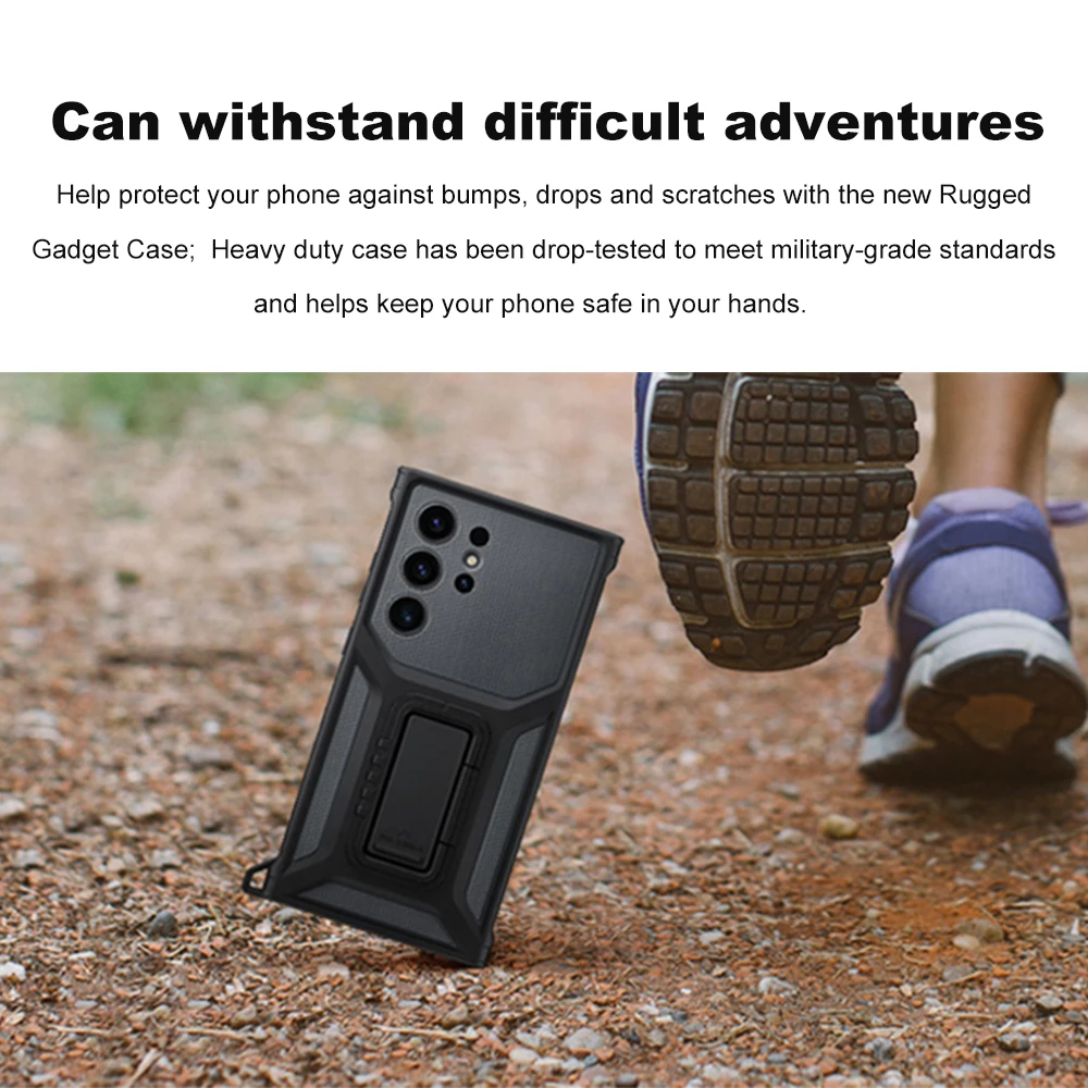 Original For Samsung Rugged Gadget Smartphone Case for Galaxy S23 Ultra S23Ultra With Card Slot Wrist Stand Detachable Cover