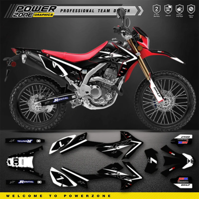 PowerZone Full Graphics Background Decals Stickers Kit For HONDA CRF250L 2020 2019 2018 2017 2016 2015- 2012 Customized 19