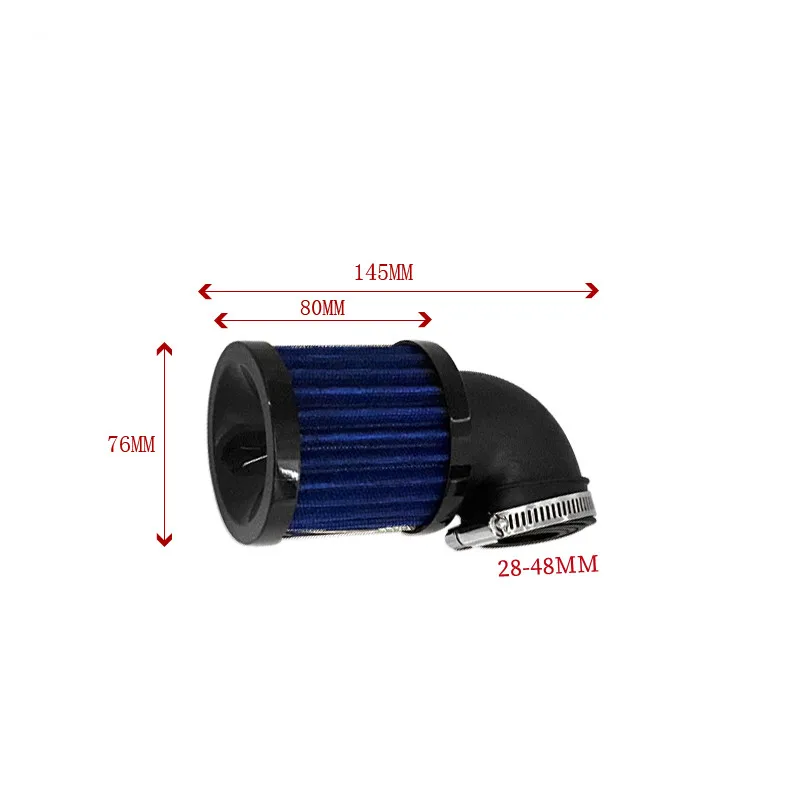 28-48mm Universal Motorcycle 90° Bend Air Intake Filter Cleaner Dirt bike BobberChopper Cafe Racer Old School