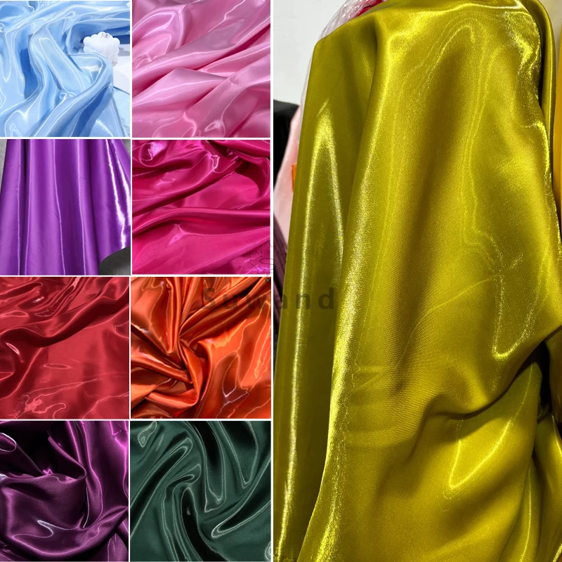 New Luxury Glossy Liquid Satin Fabric Shiny Water Gloss Silk Satin for Wedding Dress Suit Clothing Designer DIY Material