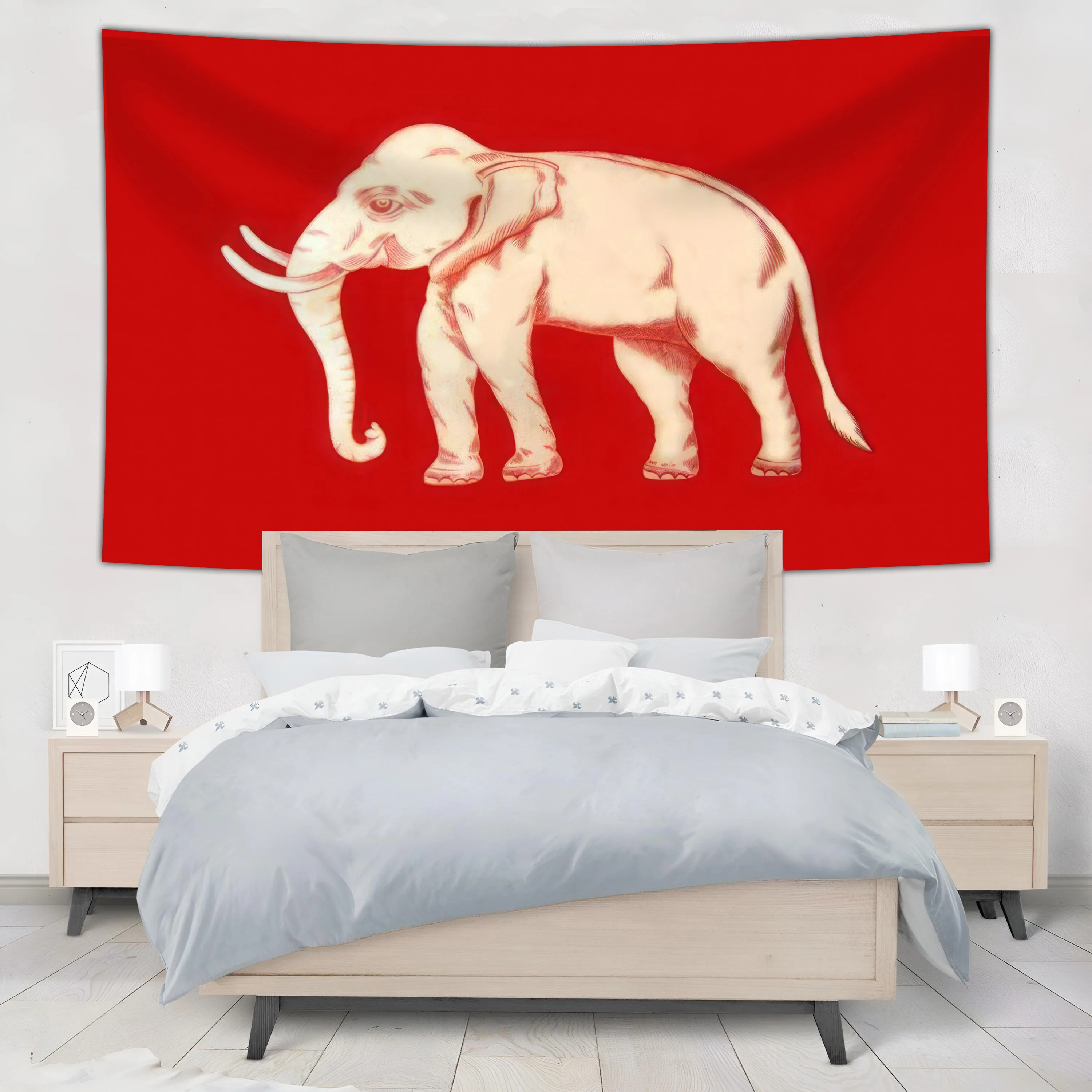 Drunk Elephant Decorative Tapestry White Elephant On Red Ground Historic White Elephant Flag Of King Rama Iii Of Siam