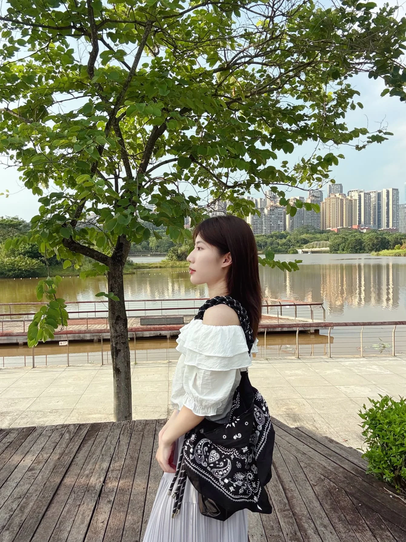 กระเป๋าสะพายข้างผ้าแคนวาสลายเรขาคณิตสไตล์อเมริกันย้อนยุค ปักลายวอลนัท สำหรับผู้หญิง รุ่น Trendy Lazy Sle