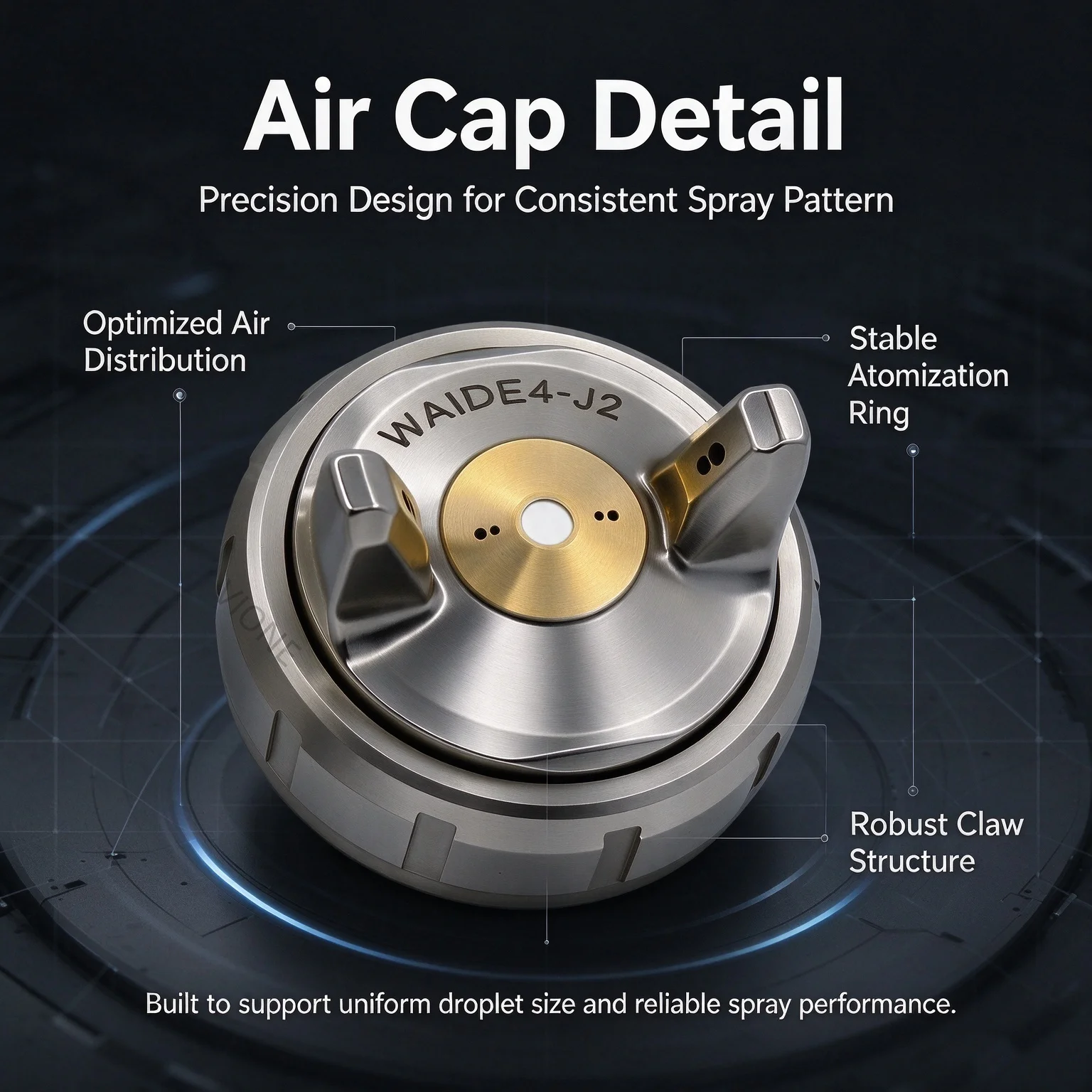Furniture Spraying WAIDE4-J2 Air Cap, Needle & Nozzle Set OEM Replacement Compatible with the WIDER4 Series Japan Ready to Use
