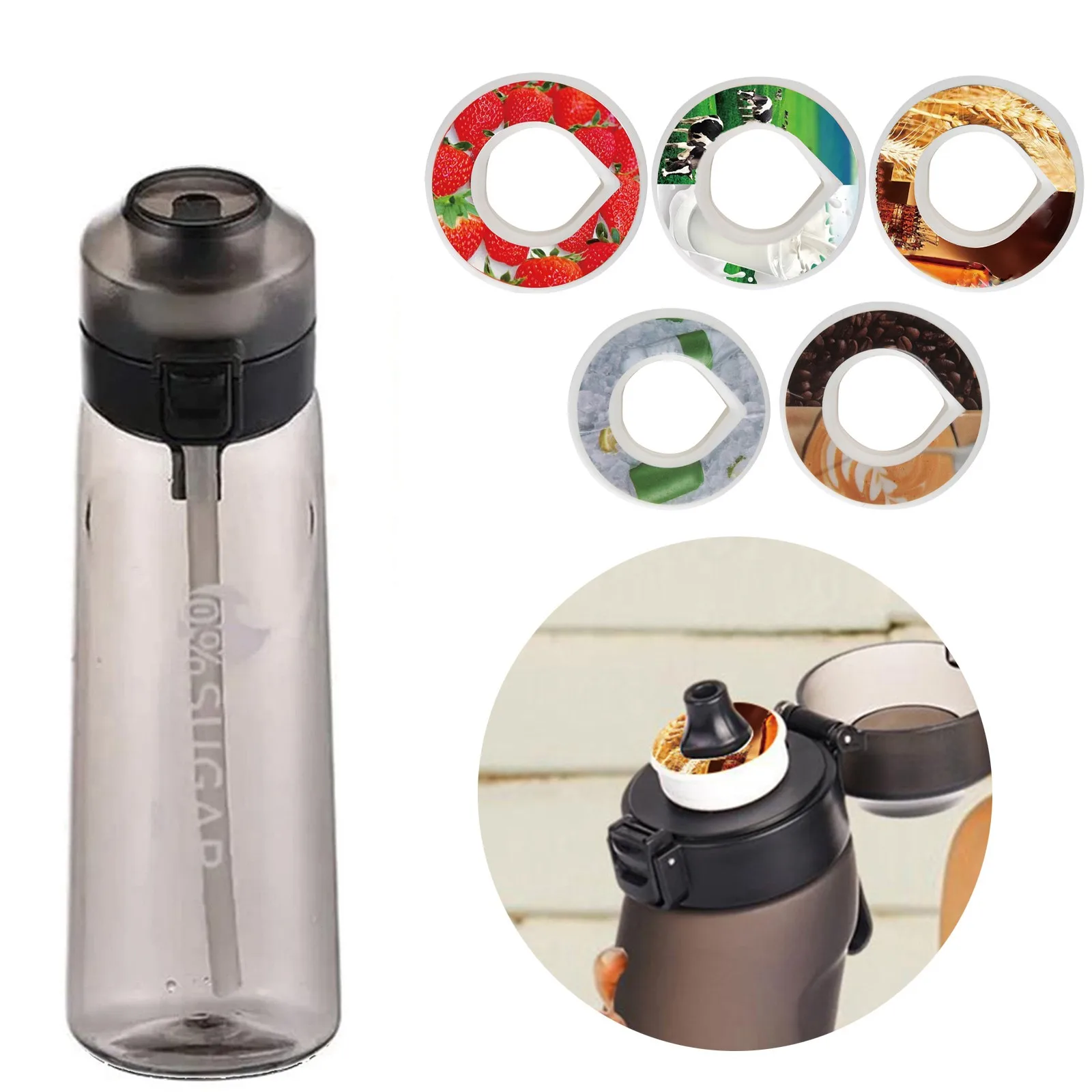 3/5pcs Droplet Ring Fruit Flavour Up Plastic Water Drink Bottle Flavor Pod Multi-Flavor Fruit Ring Without Multipurpose Cup