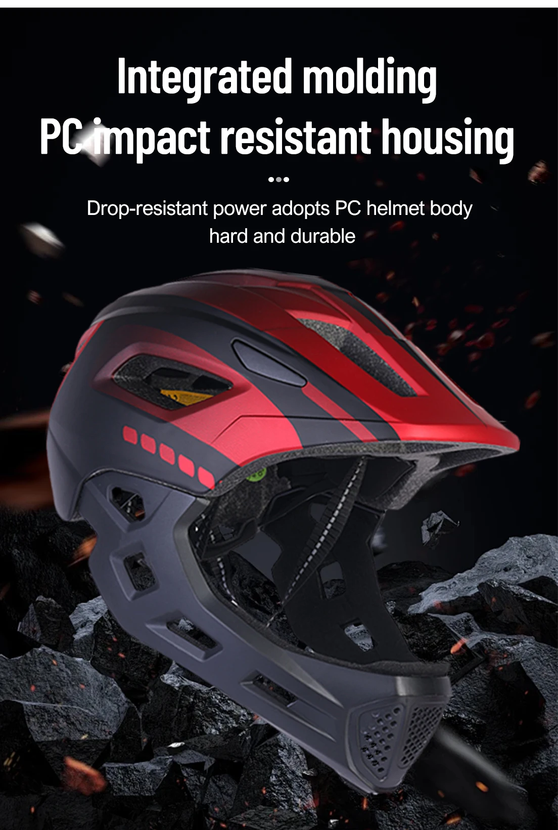 Horntour Kinder-Fahrradhelm, volles Gesicht, abnehmbar, ultraleicht, atmungsaktiv, für Kinder, Outdoor, Skate, Rollschuh, Fahrradhelm – Detail 7