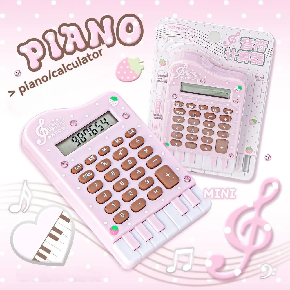 Multifunctional Piano Shape Mini Calculator Portable Pocket Office Calculator 8 Digits Student Calculator Home and School