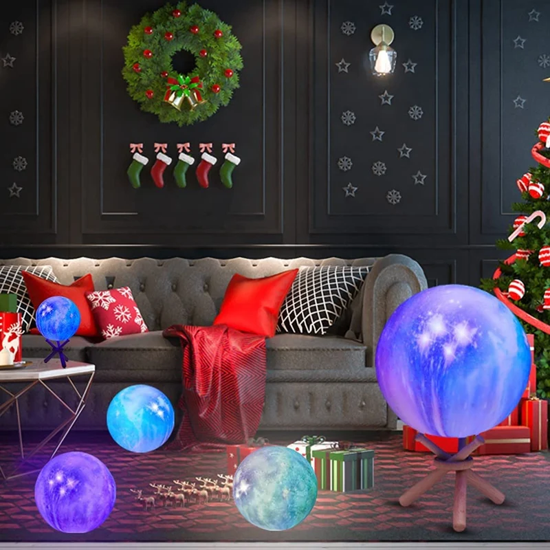 Lámpara de luna con soporte, luz de luna, Galaxia, regalos para Navidad, regalos de cumpleaños, 16 colores, decoración espacial, cosas geniales