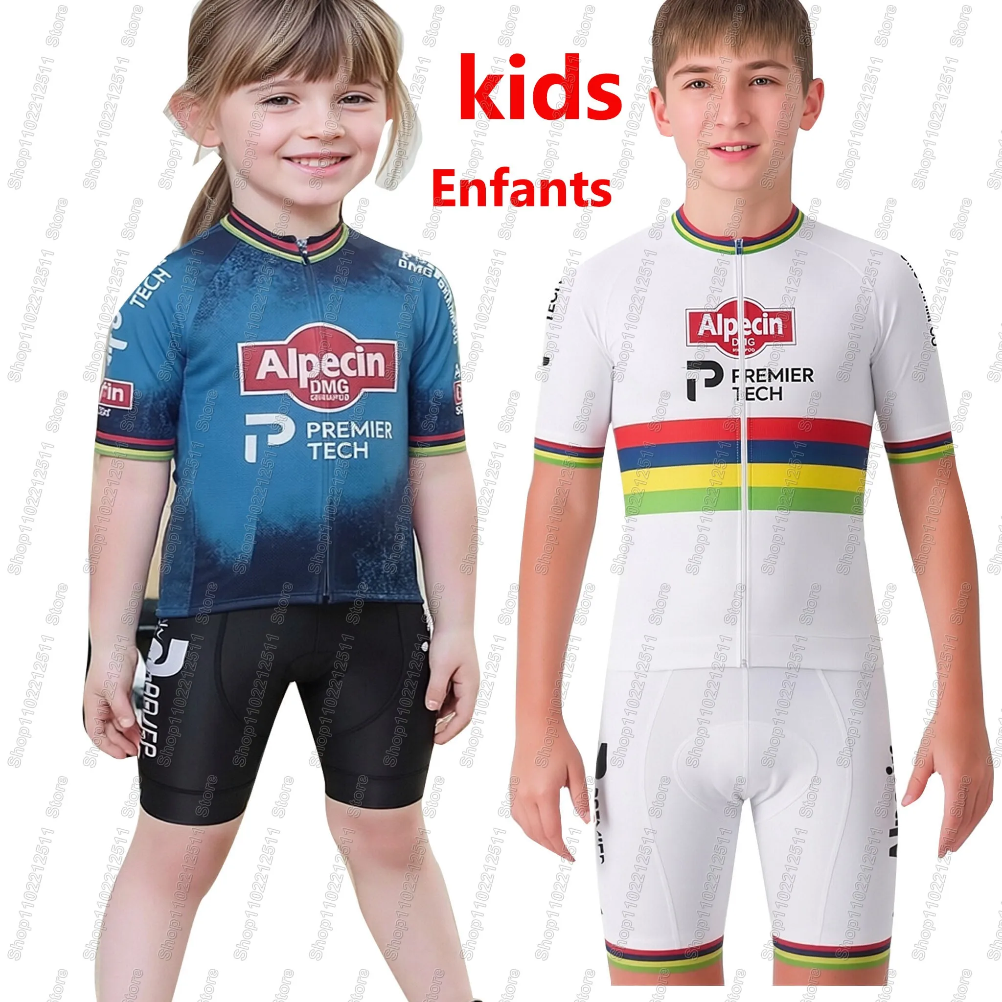 Conjunto de camiseta de ciclismo Alpecin Premier-Tech 2026 para niños, ropa de ciclismo para niños y niñas de los Países Bajos, camisetas para bicicleta de carretera, traje para bicicleta