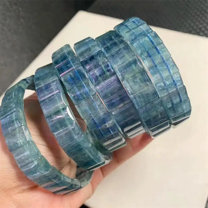 12MM Natural Kyanite Bangle Fashion Crystal Quartz Gemstone Jewelry Reiki Healing Fengshui Gift For Women 1PCS