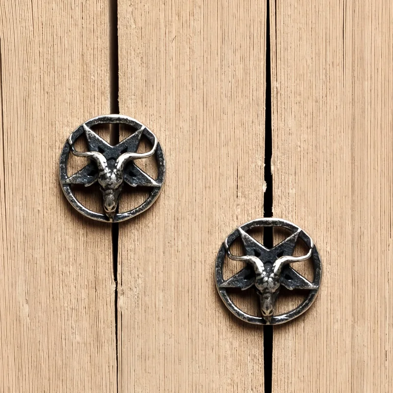 NEW S925 Sterling Silver Charms Stud Earrings for Women Ancient Sheepshead Five-pointed Stars Ear Stud Punk Fine Choice Jewelry