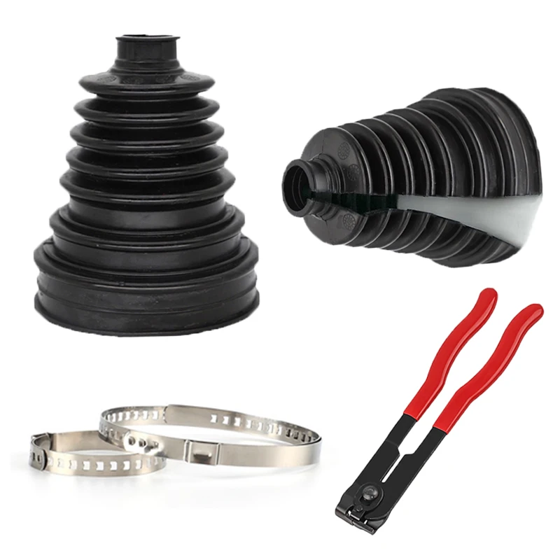 Universal CV Boot Split Kit Driveshaft Repair Ball Cage Clamp with Rubber Dustproof Cover Clip Track Connector Inner Adapter