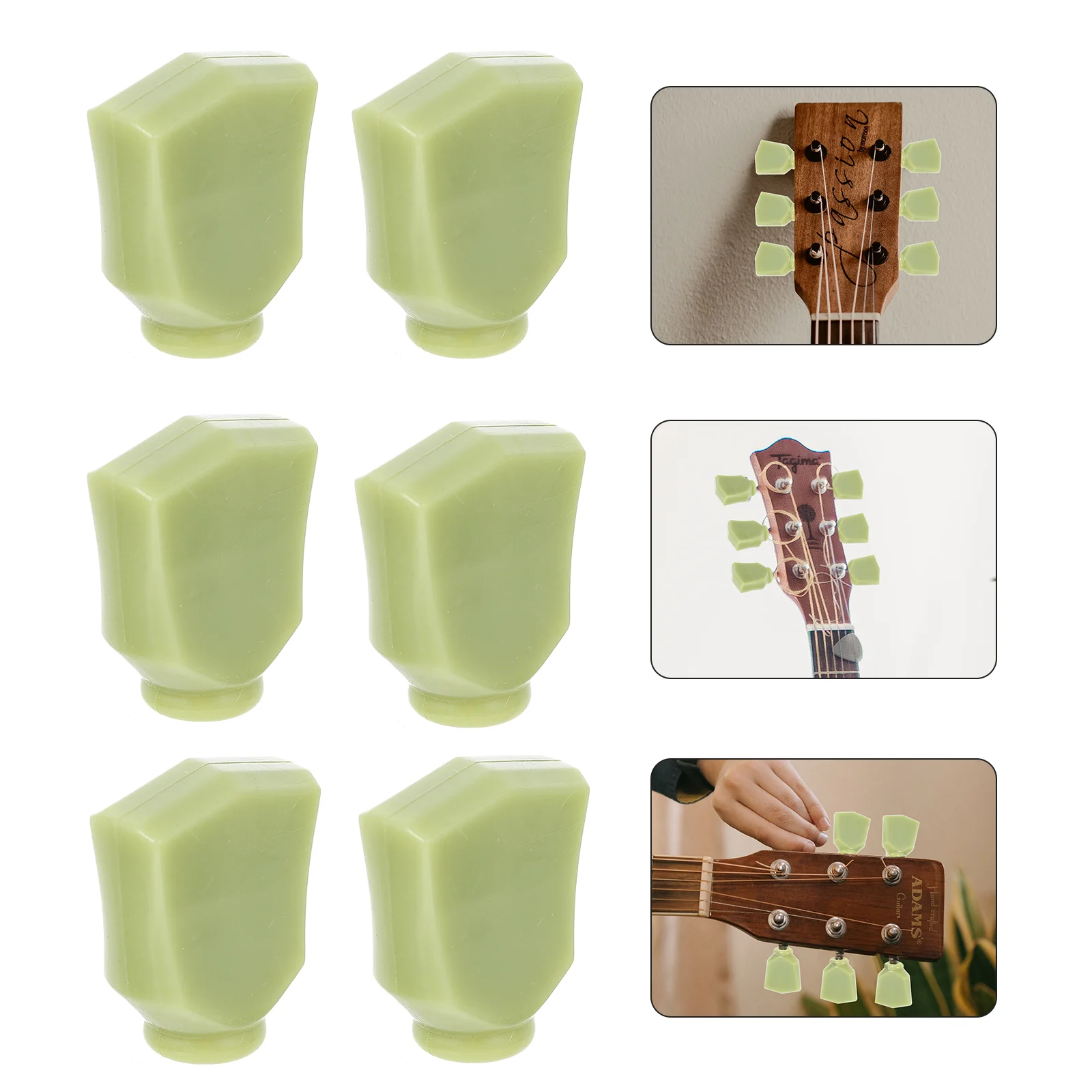 

6 Sets Electric Guitars Tuners Folk Caps Button Tuning Knob Handles Green Plastic Use