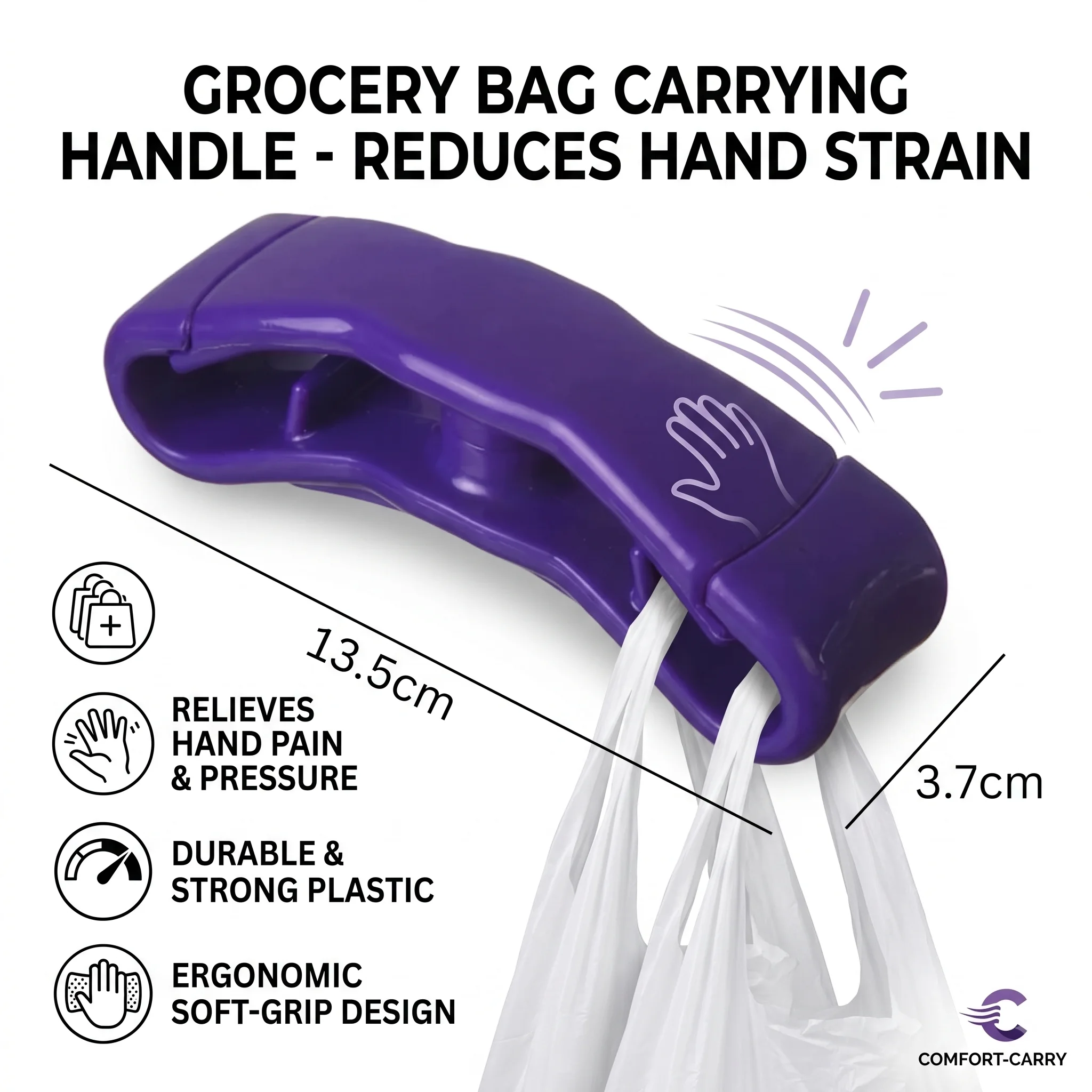 2026 Bestseller Ergonomic Anti-strangle Shopping Bag Holder Portable Labor-saving Comfort Hand Grip Grocery Carry Handle
