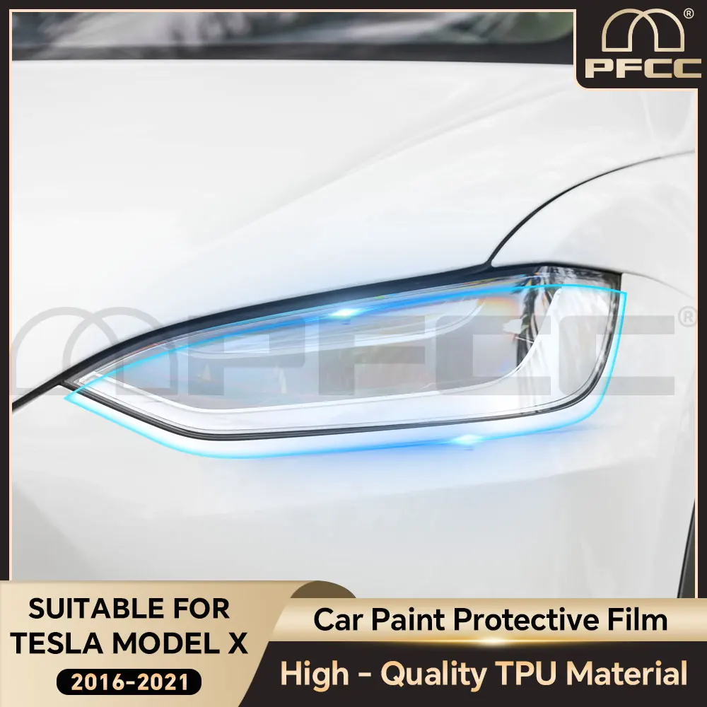 

For Tesla Model X 2016-2021 Pre-Cut Paint Protection Film Car Clear Kit Headlight Rearview Mirror Sticker PPF TPU Transparent