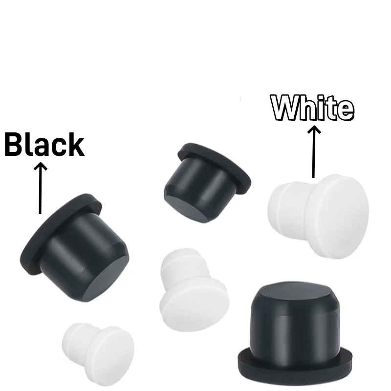 10-100pcs 2.7mm-14.1mm White/Black High-Temperature Resistant Silicone Plug Rubber Plug T-Shaped Solid Threaded Hole Blind Cover