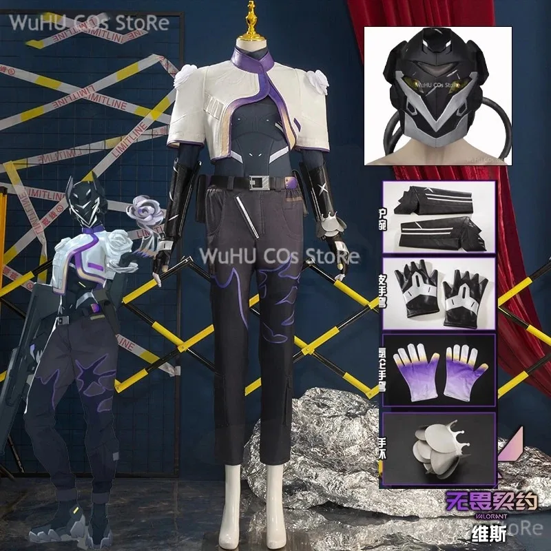 Jogo valorant cosplay vyse máscara sapatos homens mulheres halloween carniavl festa roleplay costumea; 6'x, 9;y'