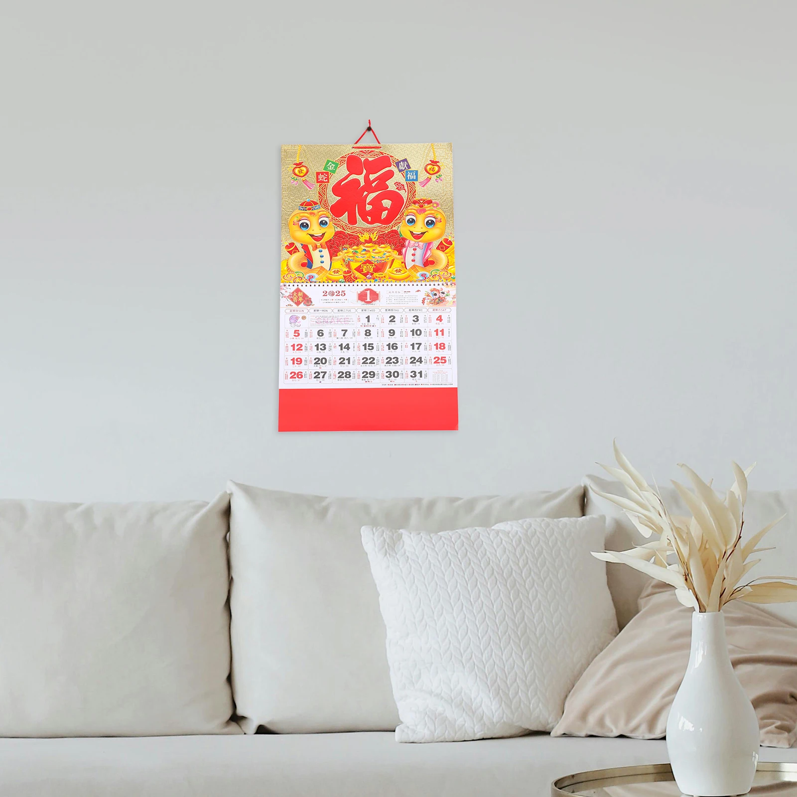 

Zodiac Calendar Delicate Hanging Household Wall China for Chinese New Year Snake Decorations