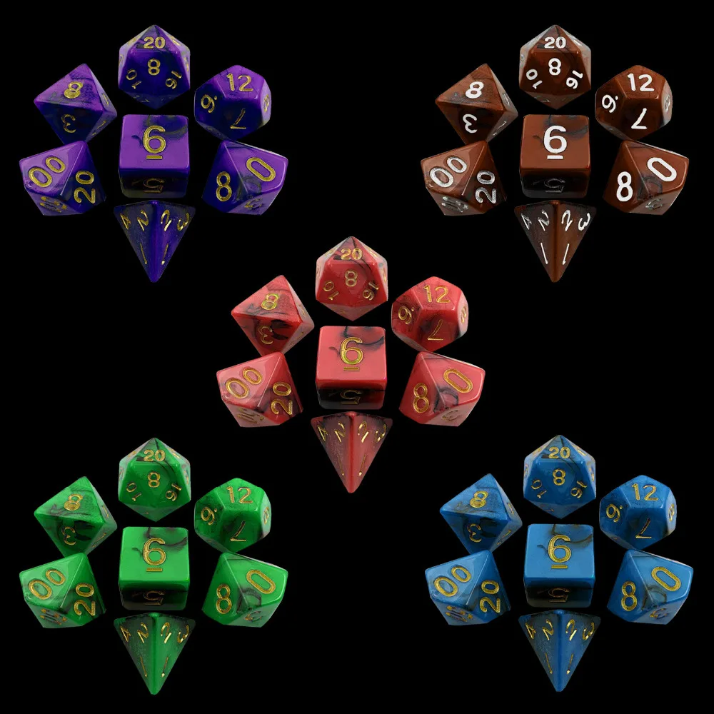 7 PCS Acrylic Polyhedral Number Game Dice Set 7 Style D4 D6 D8 2D10 D12 D20 for Dungeons And Dragons Party Math Game Magic Toys