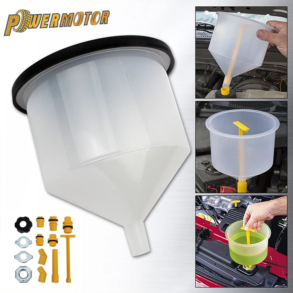 

Motorcycle Radiator Coolant Filling Funnel Kit Spill Proof Cooling System Tool Cleaning Accessories