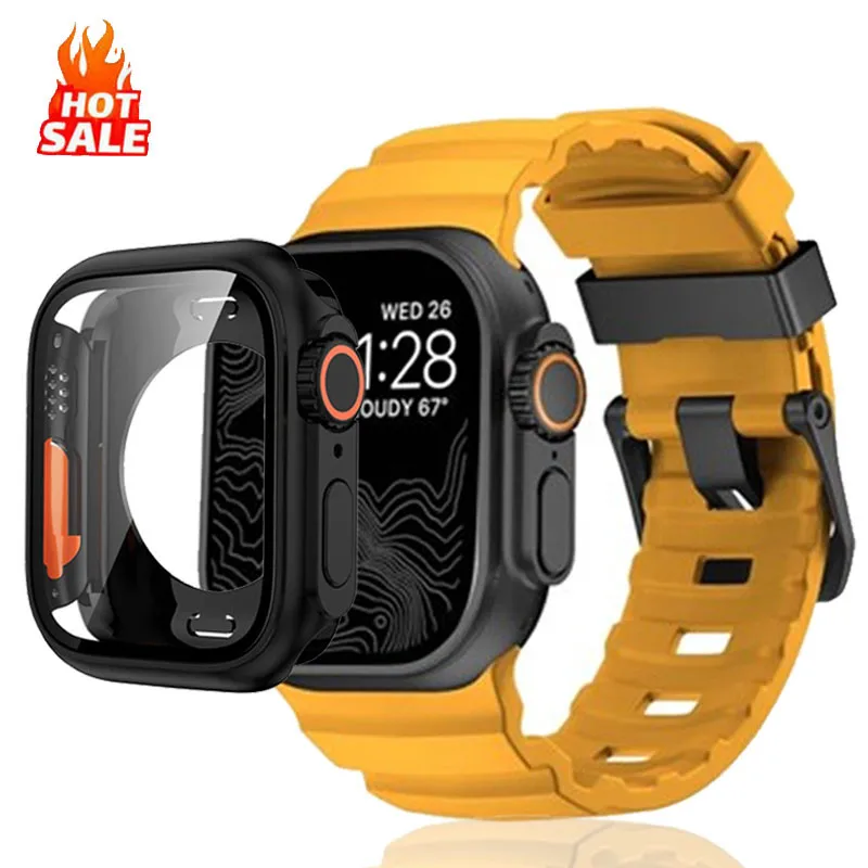حزام سيليكون + حافظة تغيير إلى Ultra لساعة Apple Ultra 10 9 8 7 6 5 4 SE لـ iWatch 46mm 49mm 45mm 44mm 42mm 41mm 40mm 38mm #1