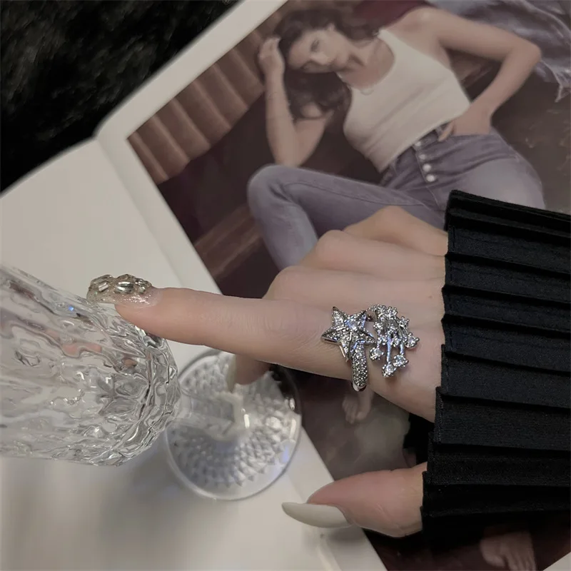 S925 pure silver luxury and exquisite full-diamond shooting star set design - galactic starry sky comet versatile style