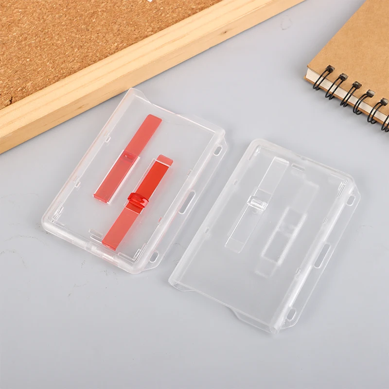 بطاقة الائتمان لبطاقة الهوية المدرسية، حافظة بطاقة منزلقة مزدوجة شفافة، غطاء شارة، حامل بطاقة مفتاح القرب #3