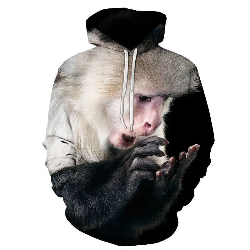 

Spring and Autumn New Tiger/Fox/Monkey Pattern Men's Hoodies 3D Animal Printing Unisex Hoodies Hip Hop Streetwear Unisex Tops