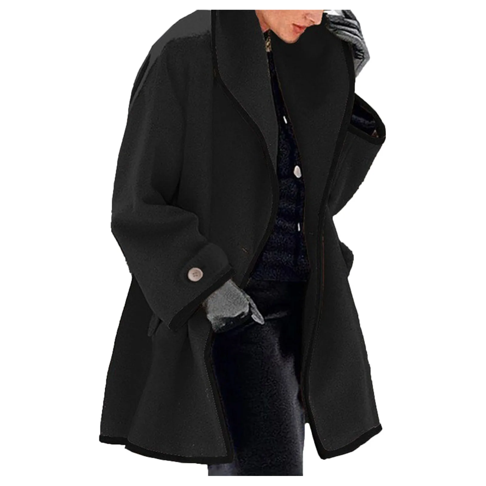 Manteau long en laine chaude pour femmes, pardessus mince pour dames, veste d'hiver, vêtements d'extérieur, 2024