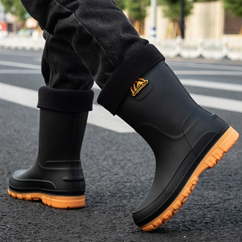 Warmed Galoshes for Man Winter Waterproof Work and Safety Rubber Shoes Husband Fishing Water Boots Non-slip Kitchen Rain Shoes