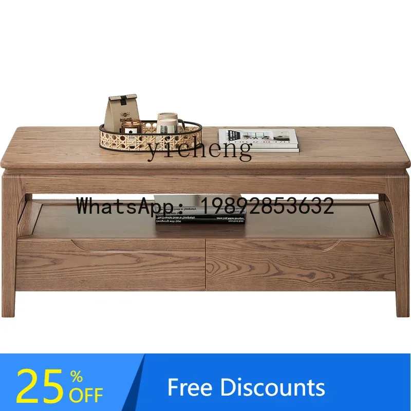 

all solid wood coffee table TV cabinet combination living room ash wood rectangular tea table