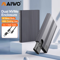 MAIWO 10Gbps Ssd Nvme M.2 Case Support Dual Bay M.2 NVMe SSD Disk Tool Free Hard Disk External Nvme Enclosure for Pc Laptop