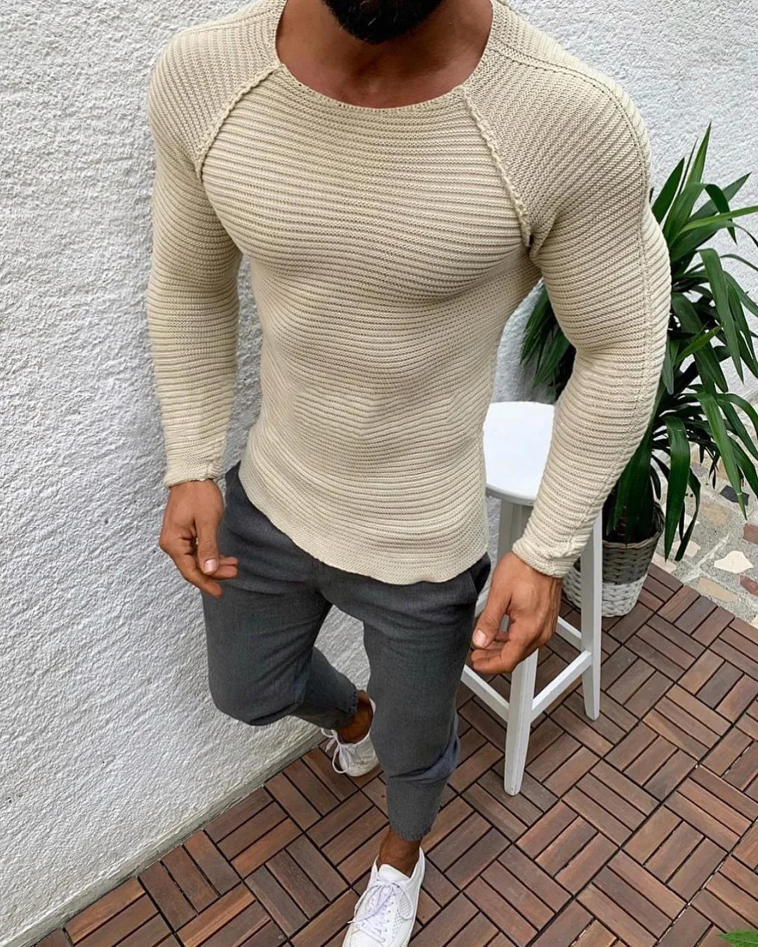 Maglione primavera Slim Solid Fashion Inside Underwear Men Mock Neck Basic t-shirt camicetta Pullover manica lunga Top