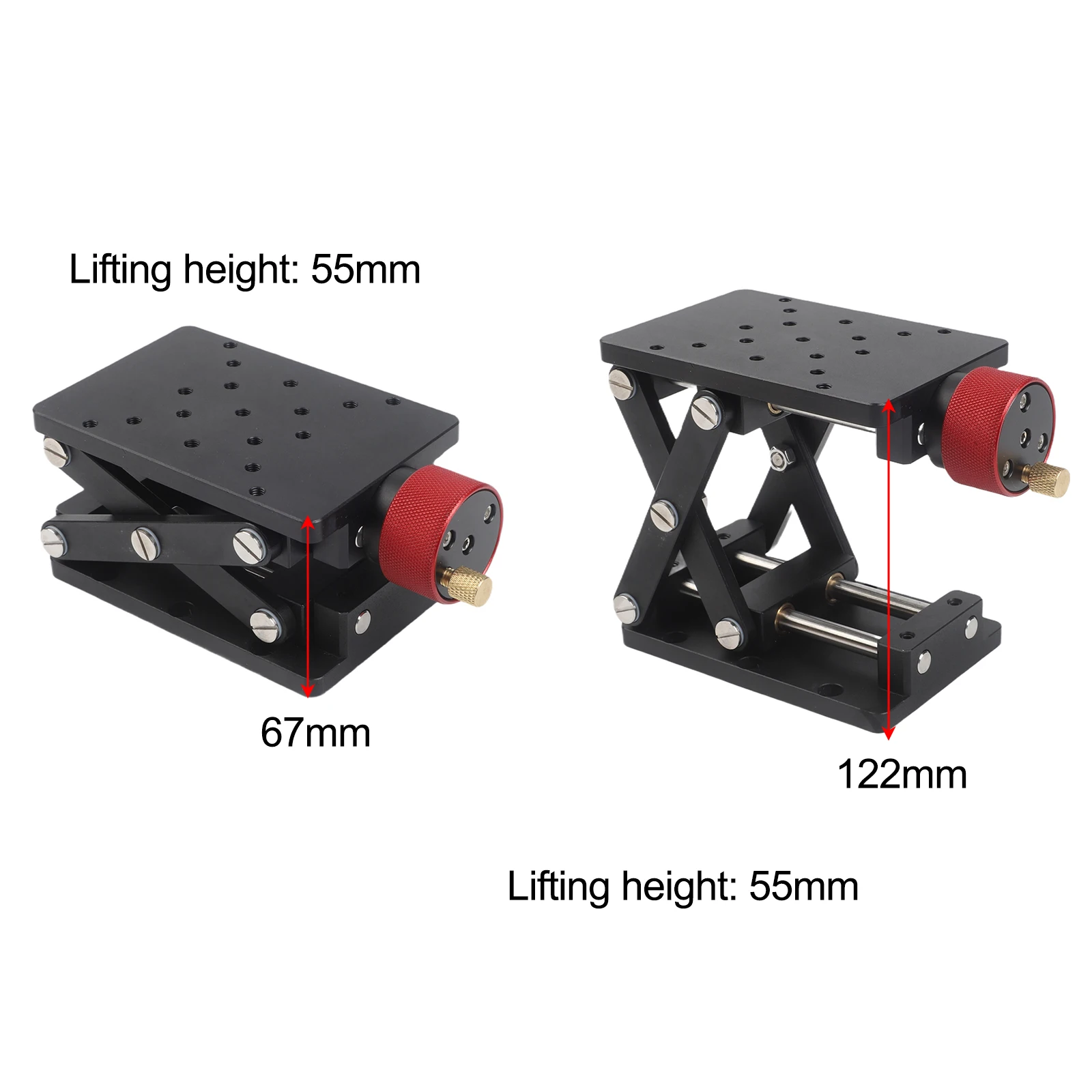 Lab Lifting Platform Manual Optical Sliding Rustproof 148*80mm Abs Aluminum Alloy Black Compact Hard Anodizing
