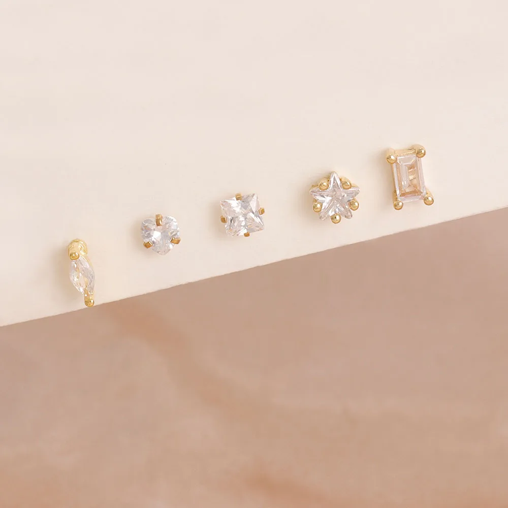 5 قطعة الفولاذ المقاوم للصدأ الزركون هوب طقم من الحلقان بسيط متعدد الاستخدامات ارتداء اليومي كل يوم الأذن اكسسوارات فتاة شابة بيان مجوهرات