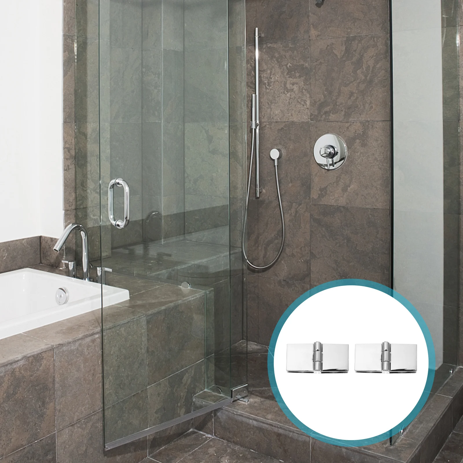 2Pcs Zinc Alloy Glass Door Hinges Sturdy Non-Perforated Cabinet Wine Cooler Door Accessory Glass Hinge Gate Hinge