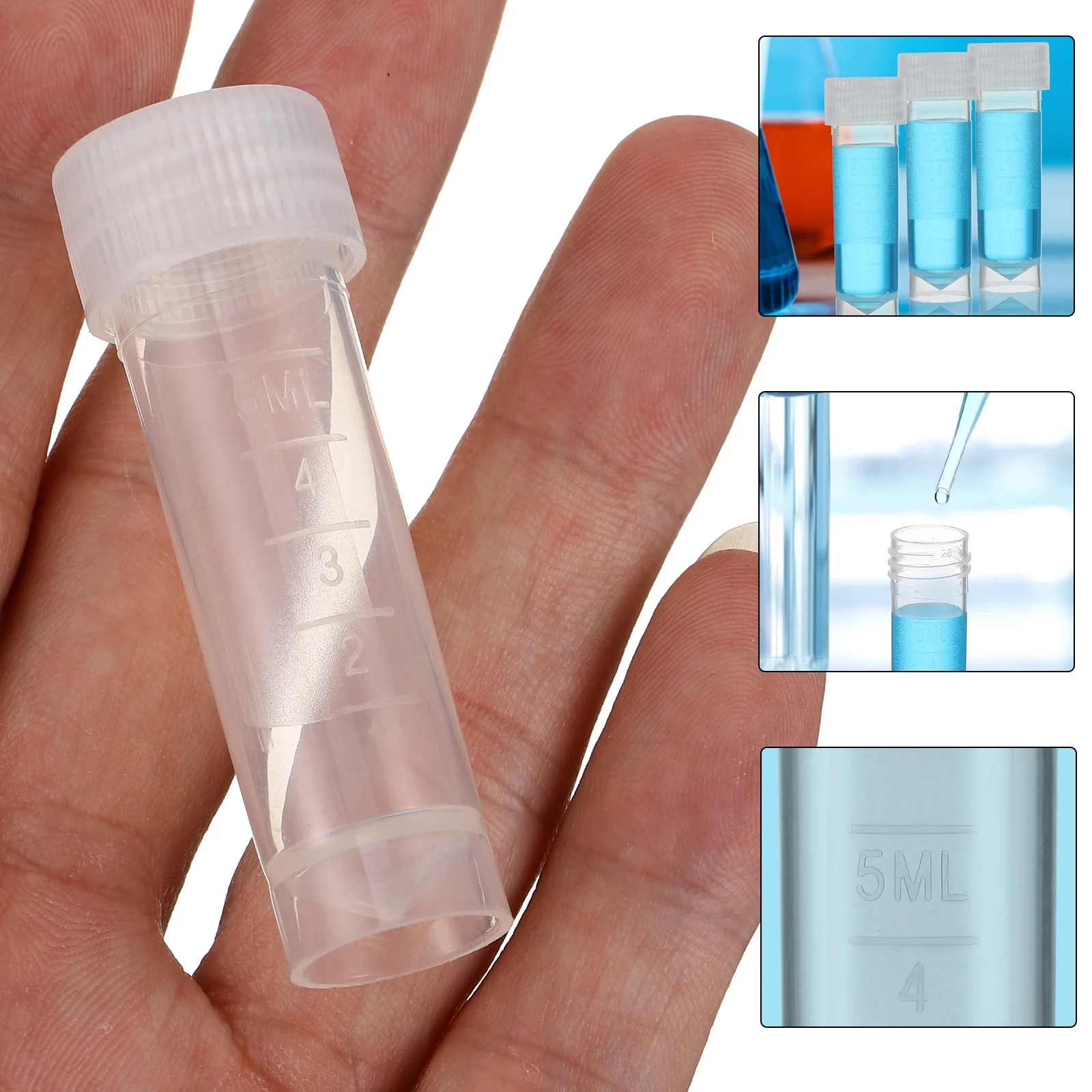 

Sampling Bottle Set Small Storage with Cover Test Tube Plastic Liquid Containers Reusable Bottles Tubes Caps